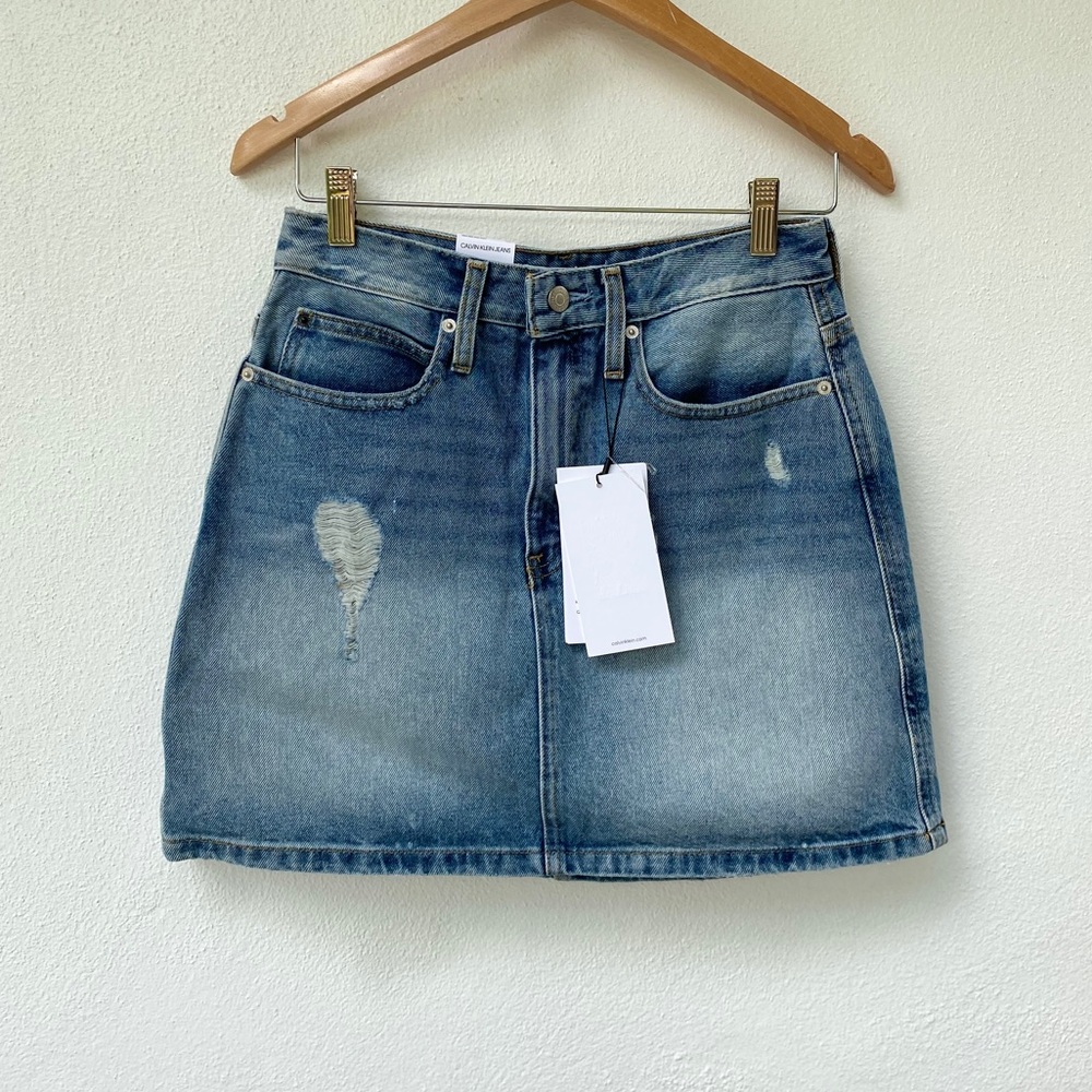 CALVIN KLEIN Jeans high rise skirt medium wash - Picture 5 of 10
